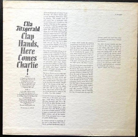 Ella Fitzgerald – Clap Hands, Here Comes Charlie! (LP, Stereo, 1961, Verve V6-4053) - Maple City Music