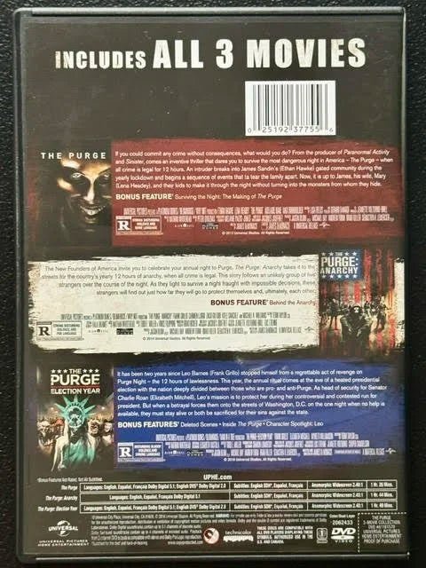 The Purge 3 Movie Collection (DVD, Universal Pictures) - Maple City Music