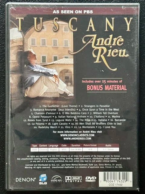 André Rieu: Tuscany (DVD, 2008, Denon Records / André Rieu Productions) - Maple City Music