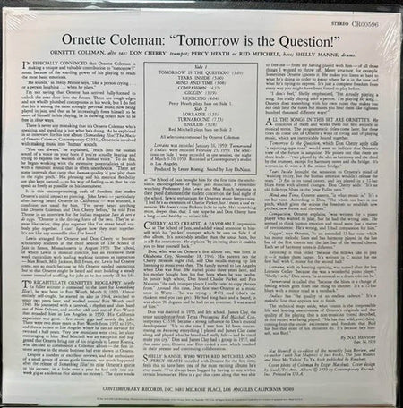 Ornette Coleman – Tomorrow Is The Question! (LP, 180g, QRP Pressing, Craft Recordings, CR00596, Sealed) - Maple City Music