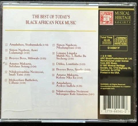 Various Artists – The Best Of Today’s Black African Folk Music (CD, 1997, Musical Heritage Society 514561Y) - Maple City Music