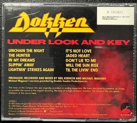 Dokken – Under Lock And Key (CD, Reissue, Elektra 9 60458-2) - Maple City Music