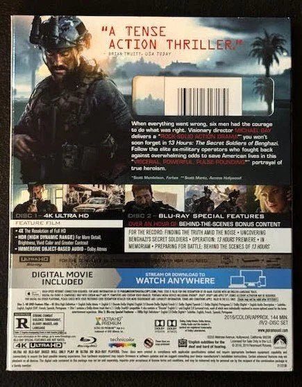 13 Hours: The Secret Soldiers of Benghazi (4K Ultra HD + Blu-ray, 2019, Paramount Pictures) - Maple City Music