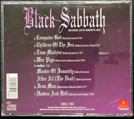 Black Sabbath – Europe 1993 (CD, 1993, Golden Stars GSCD 1288) - Maple City Music