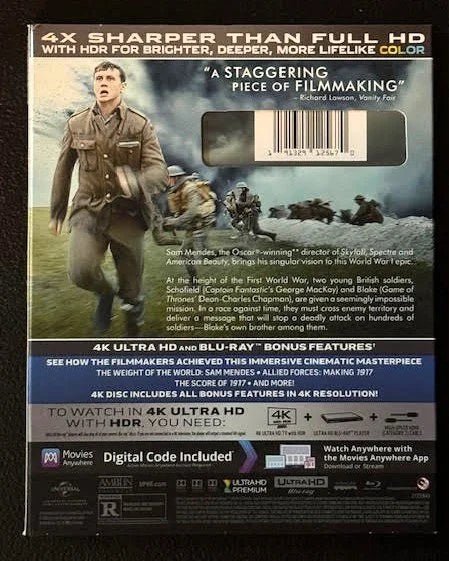 1917 (4K Ultra HD + Blu-ray + Digital 4K, 2020, Universal Studios) - Maple City Music
