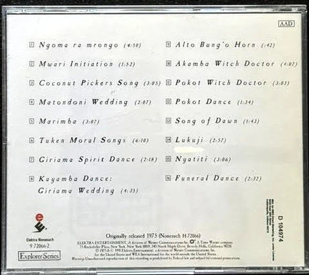 Various Artists – Kenya & Tanzania: Witchcraft & Ritual Music (CD, 1995, Elektra Nonesuch Explorer Series 9 72062-2) - Maple City Music