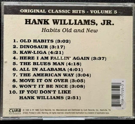 Hank Williams, Jr. – Habits Old And New (CD, 1995, Curb Records D2-77252) - Maple City Music
