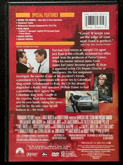 Clear and Present Danger (DVD, Special Collector's Edition, Widescreen, 1994, Paramount Home Entertainment) - Maple City Music