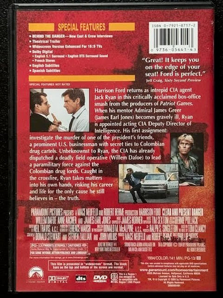 Clear and Present Danger (DVD, Special Collector's Edition, Widescreen, 1994, Paramount Home Entertainment) - Maple City Music