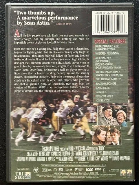 Rudy – Special Edition (DVD, Columbia Pictures / Sony Pictures) - Maple City Music