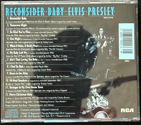 Elvis Presley – Reconsider Baby (CD, 1985, RCA PCD1-5418) - Maple City Music
