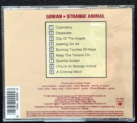 Gowan – Strange Animal (CD, 1986, Columbia CK-80099) - Maple City Music