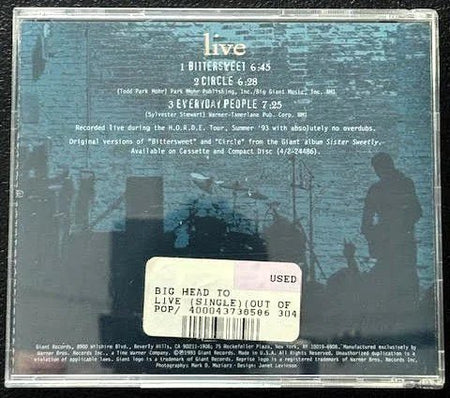 Big Head Todd And The Monsters – Live (CD, EP, 1993, Giant Records 9 18381-2) - Maple City Music