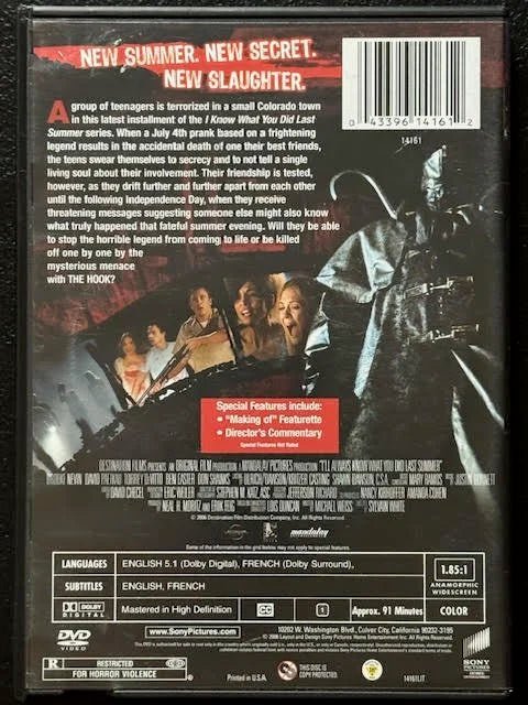 I’ll Always Know What You Did Last Summer (DVD, 2006, Sony Pictures Home Entertainment) - Maple City Music