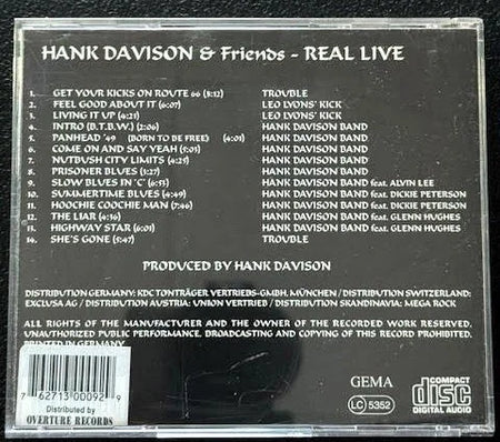 Hank Davison Band, Leo Lyons' Kick, Trouble – Real Live - Hank Davison & Friends (CD, 1995, KDC Records KDC 14000) - Maple City Music