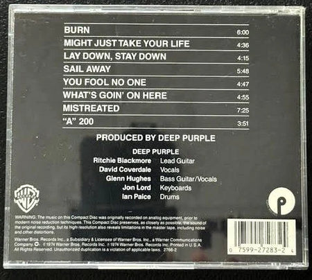 Deep Purple – Burn (CD, Album, Reissue, 1989, Warner Bros. Records 2766-2) - Maple City Music