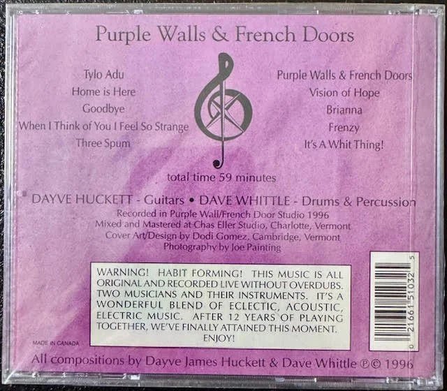 Dayve Huckett & Dave Whittle – Purple Walls & French Doors (CD, 1996, Independent) - Maple City Music
