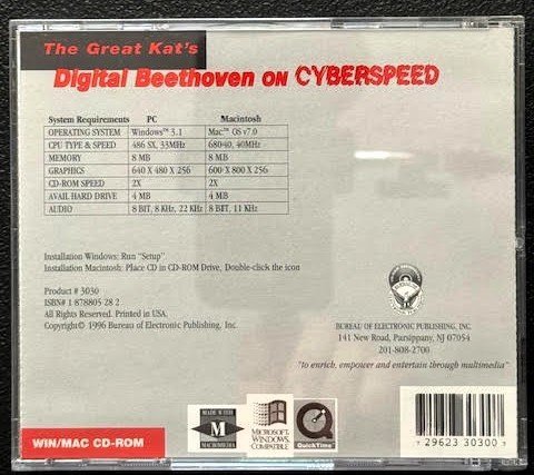 The Great Kat – Digital Beethoven On Cyberspeed (CD/CD-ROM, 1996, Bureau Of Electronic Publishing CD-3030) - Maple City Music