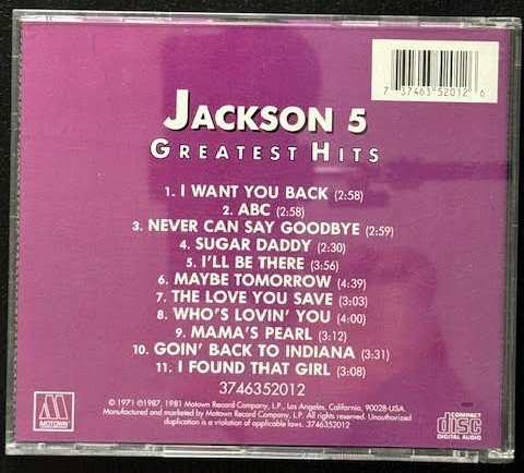 Jackson 5 – Greatest Hits (CD, Compilation, Reissue, Motown 3746352012) - Maple City Music