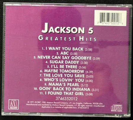 Jackson 5 – Greatest Hits (CD, Compilation, Reissue, Motown 3746352012) - Maple City Music
