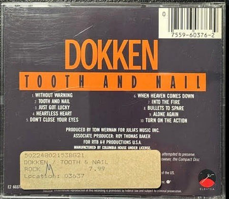 Dokken – Tooth And Nail (CD, Reissue, Elektra 9 60376-2) - Maple City Music