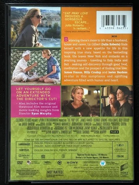 Eat Pray Love (DVD, Director's Cut & Theatrical Version, 2010, Sony Pictures Home Entertainment) - Maple City Music