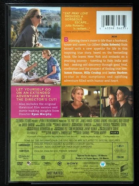 Eat Pray Love (DVD, Director's Cut & Theatrical Version, 2010, Sony Pictures Home Entertainment) - Maple City Music