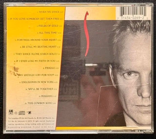 Sting – Fields Of Gold: The Best Of Sting 1984–1994 (CD, 1994, A&M 31454 0269 2, Pitman Pressing) - Maple City Music