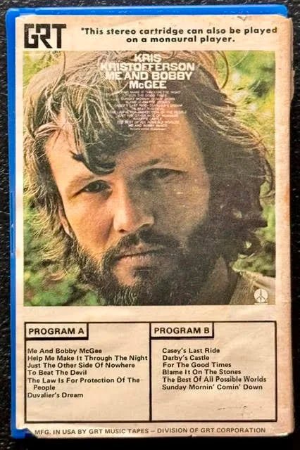 Kris Kristofferson – Me And Bobby McGee (Cassette, GRT / Monument M 5044-30817) - Maple City Music