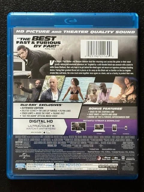 Furious 7 (Blu-ray + DVD + Digital HD, 2015, Universal Pictures Home Entertainment) - Maple City Music