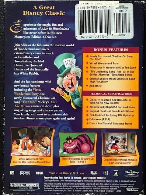 Alice in Wonderland – Masterpiece Edition (2-Disc Set) (DVD, 2-Disc Masterpiece Edition, Buena Vista Home Entertainment) - Maple City Music