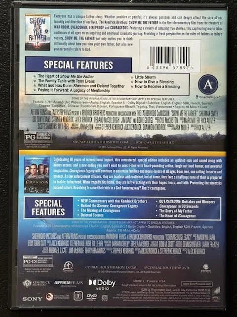 2-Movie Collection — Show Me the Father / Courageous: 10th Anniversary Legacy Edition (DVD, 2021, Sony Pictures Home Entertainment) - Maple City Music