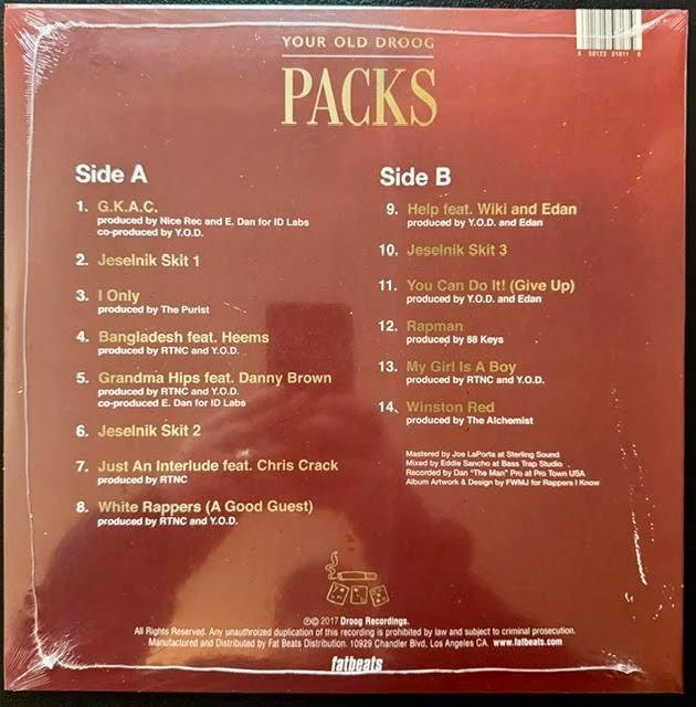 Your Old Droog – Packs (LP, Gold Vinyl, 2026, Fat Beats FB5181) - Maple City Music