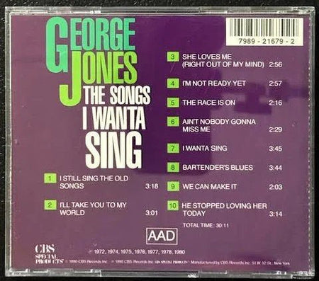 George Jones – The Songs I Wanta Sing (CD, 1990, CBS Special Products A 21679) - Maple City Music