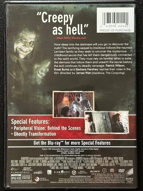 Insidious: Chapter 2 (DVD, 2013, Sony Pictures Home Entertainment) - Maple City Music