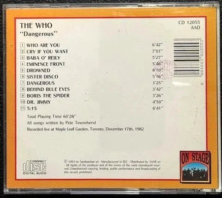 The Who – Dangerous (CD, 1993, On Stage CD 12055) - Maple City Music