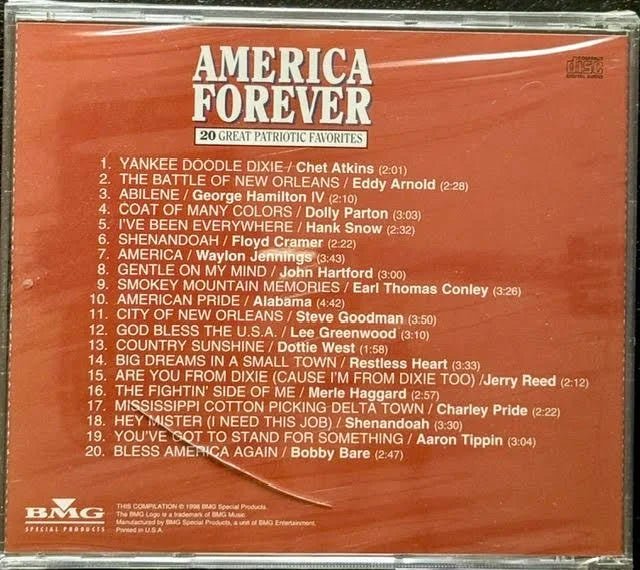 Various – America Forever: 20 Great Patriotic Favorites (CD, 1995, BMG Special Products 75517445252) - Maple City Music