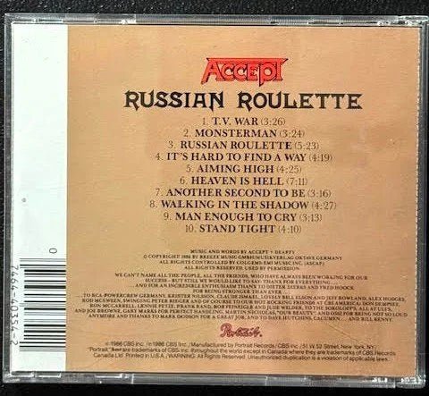 Accept – Russian Roulette (CD, Album, Reissue, Portrait RK 40354) - Maple City Music
