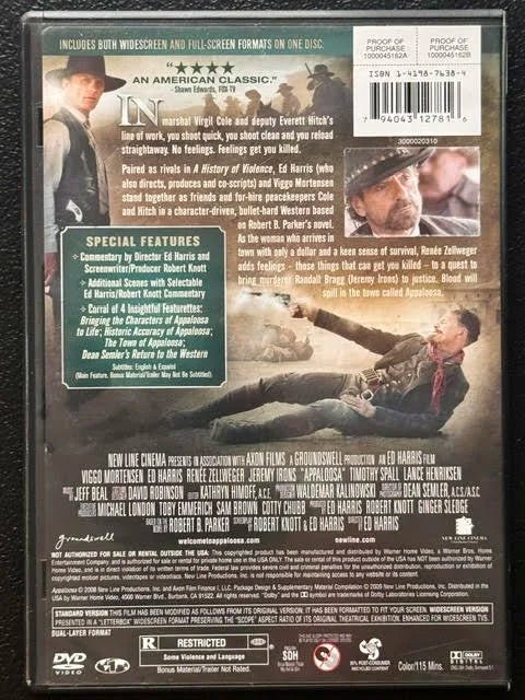 Appaloosa (DVD, 2008, New Line Cinema / Warner Bros.) - Maple City Music