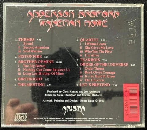 Anderson Bruford Wakeman Howe – Anderson Bruford Wakeman Howe (CD, Album, 1989, Arista ARCD85-90126) - Maple City Music