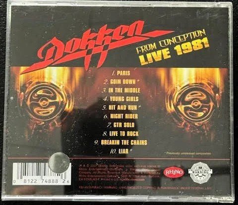 Dokken – From Conception: Live 1981 (CD, Album, 2007, Rhino Records R2 74888) - Maple City Music