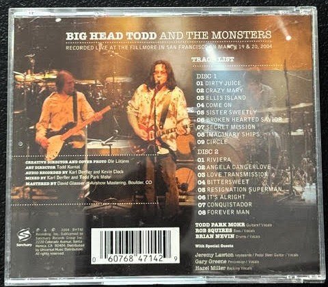 Big Head Todd And The Monsters – Live At The Fillmore (CD, 2004, Sanctuary 06076-84714-2) - Maple City Music