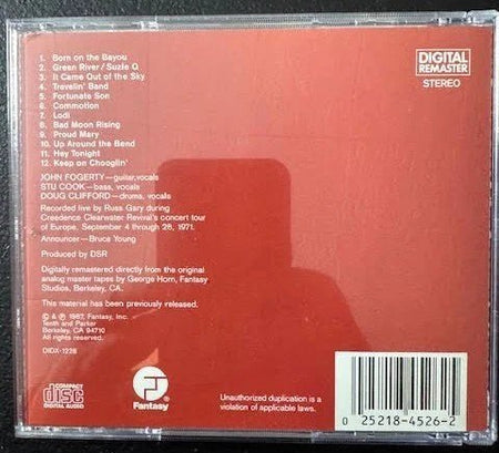Creedence Clearwater Revival – Live In Europe (CD, Reissue, Remastered, 1999, Fantasy FCD-4526-2) - Maple City Music