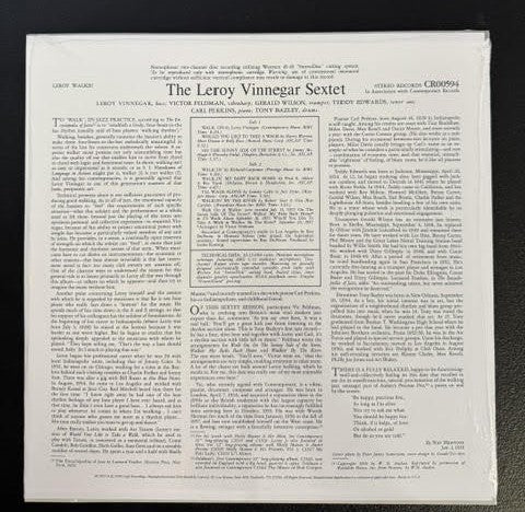 The Leroy Vinnegar Sextet – Leroy Walks! (Vinyl, LP, Album, Reissue, Stereo, 180g, 2023, Stereo Records CR00594)